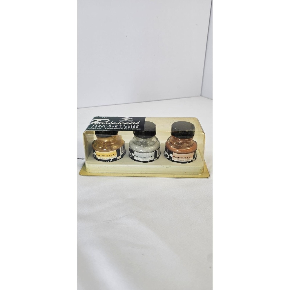 Daler-Rowney Pearlescent Liquid Acrylic Paint Set‎ 3x1oz Gold Silver Copper